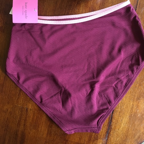 Kate Spade Deep Plum High Waist Bikini Bottoms Sz S ✨host pick✨ - Picture 4 of 10
